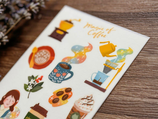 Magic of Coffee  咖啡的神奇魔法 乾式轉印貼紙 - Print-on Sticker