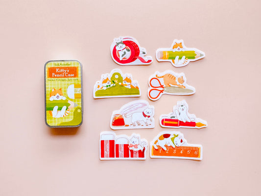 Kitty's Pencil Case 貓咪的筆袋 - 迷你鐵盒貼紙 Box Sticker