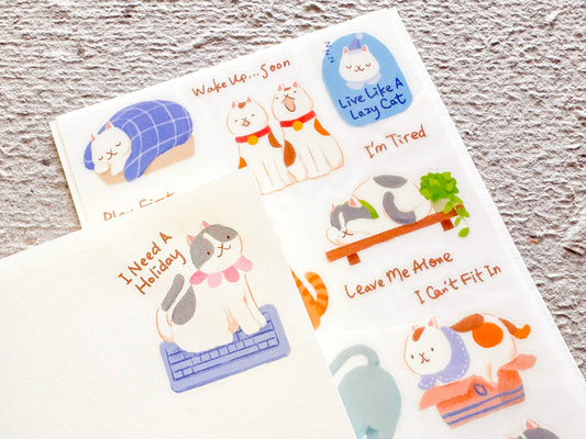 Live Like a Lazy Cat 慵懶貓咪生活 乾式轉印貼紙 - Print-on Sticker