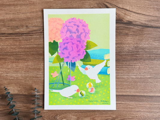 Singing Garden [Hydrangea] 鳥語花間 [繡球] - A5 Mini-poster