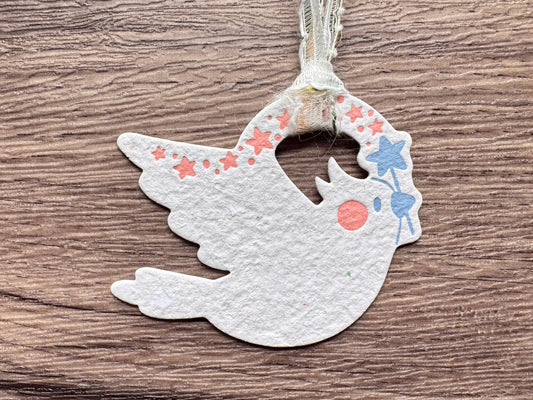 InkSundae x 蒔絮紙品 Shining Magic (White) - 手抄紙小鳥 craft paper