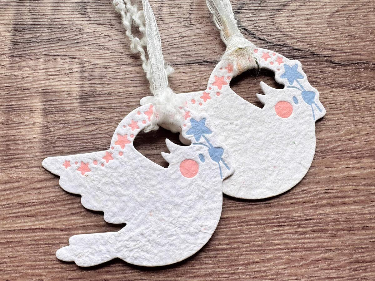 InkSundae x 蒔絮紙品 Shining Magic (White) - 手抄紙小鳥 craft paper