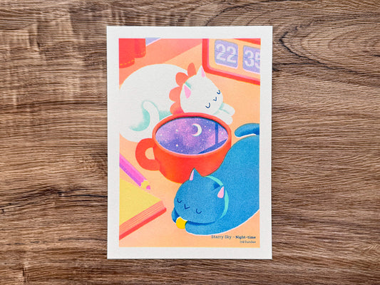 Starry Sky [Night-time] 星星的日與夜[夜深] - A5 Mini-poster