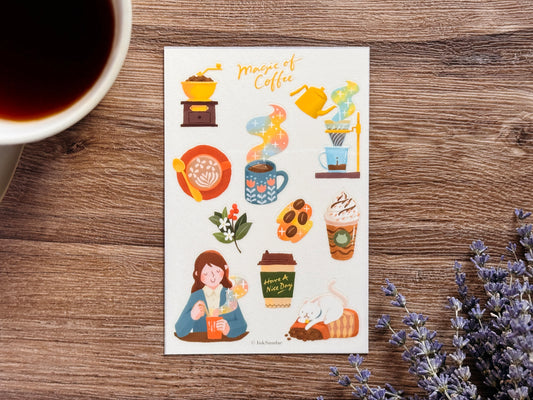 Magic of Coffee  咖啡的神奇魔法 乾式轉印貼紙 - Print-on Sticker