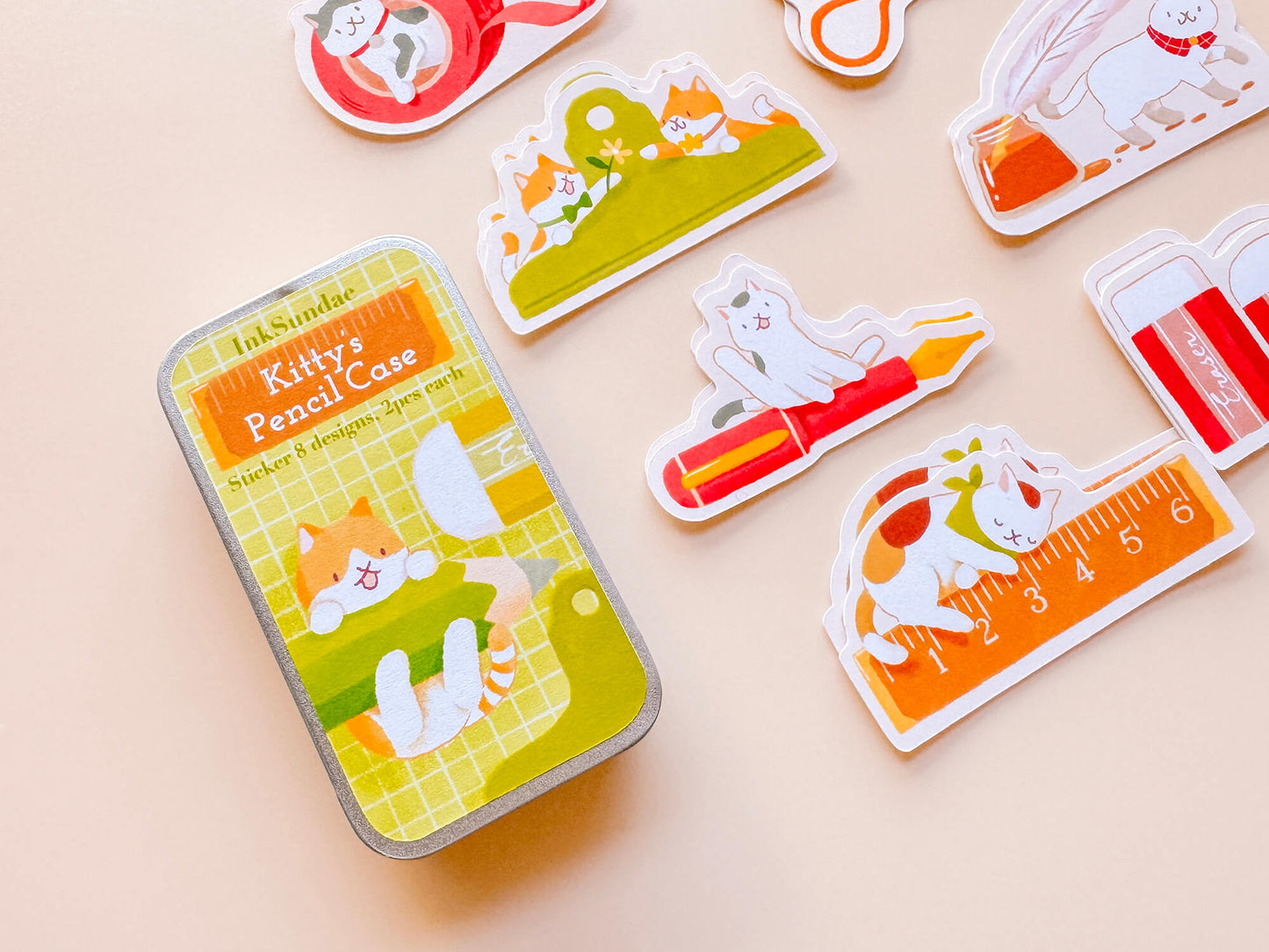 Kitty's Pencil Case 貓咪的筆袋 - 迷你鐵盒貼紙 Box Sticker