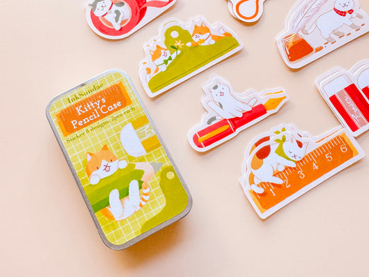Kitty's Pencil Case 貓咪的筆袋 - 迷你鐵盒貼紙 Box Sticker