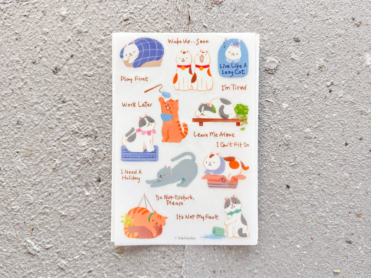 Live Like a Lazy Cat 慵懶貓咪生活 乾式轉印貼紙 - Print-on Sticker