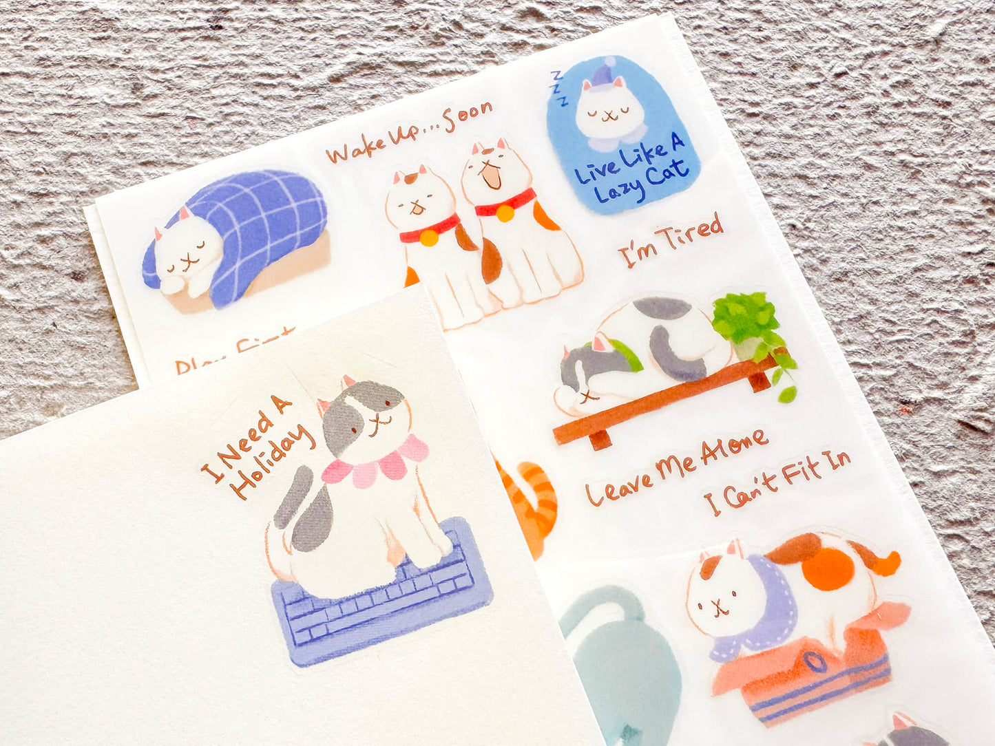 Live Like a Lazy Cat 慵懶貓咪生活 乾式轉印貼紙 - Print-on Sticker