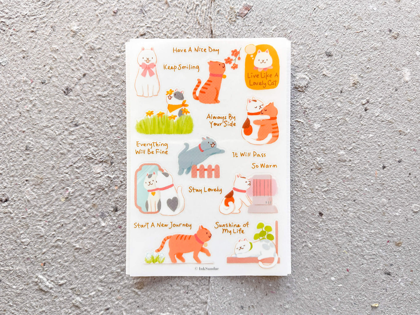Live Like a Lovely Cat 可愛貓咪生活 乾式轉印貼紙 - Print-on Sticker